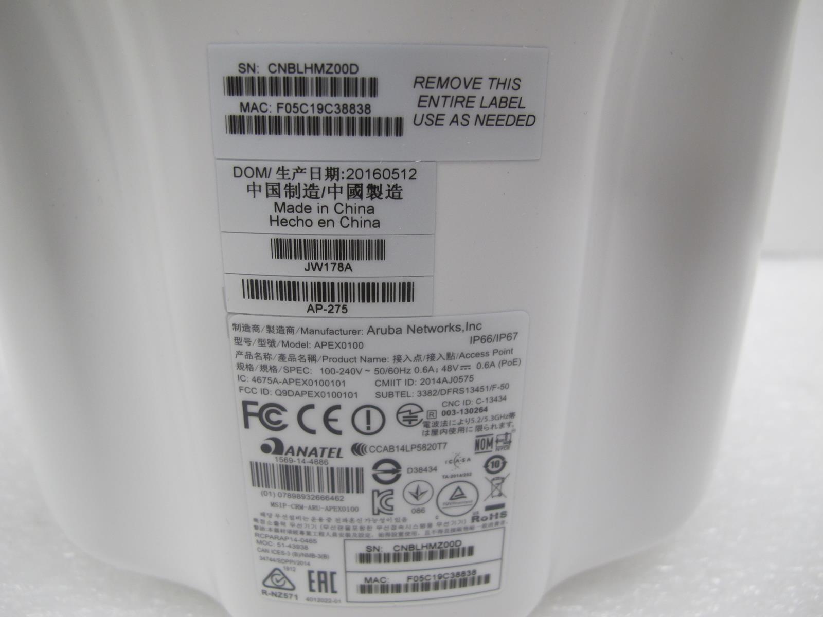 ARUBA NETWORKS OUTDOOR ACCESS POINT APEX0100 AP-275 | eBay