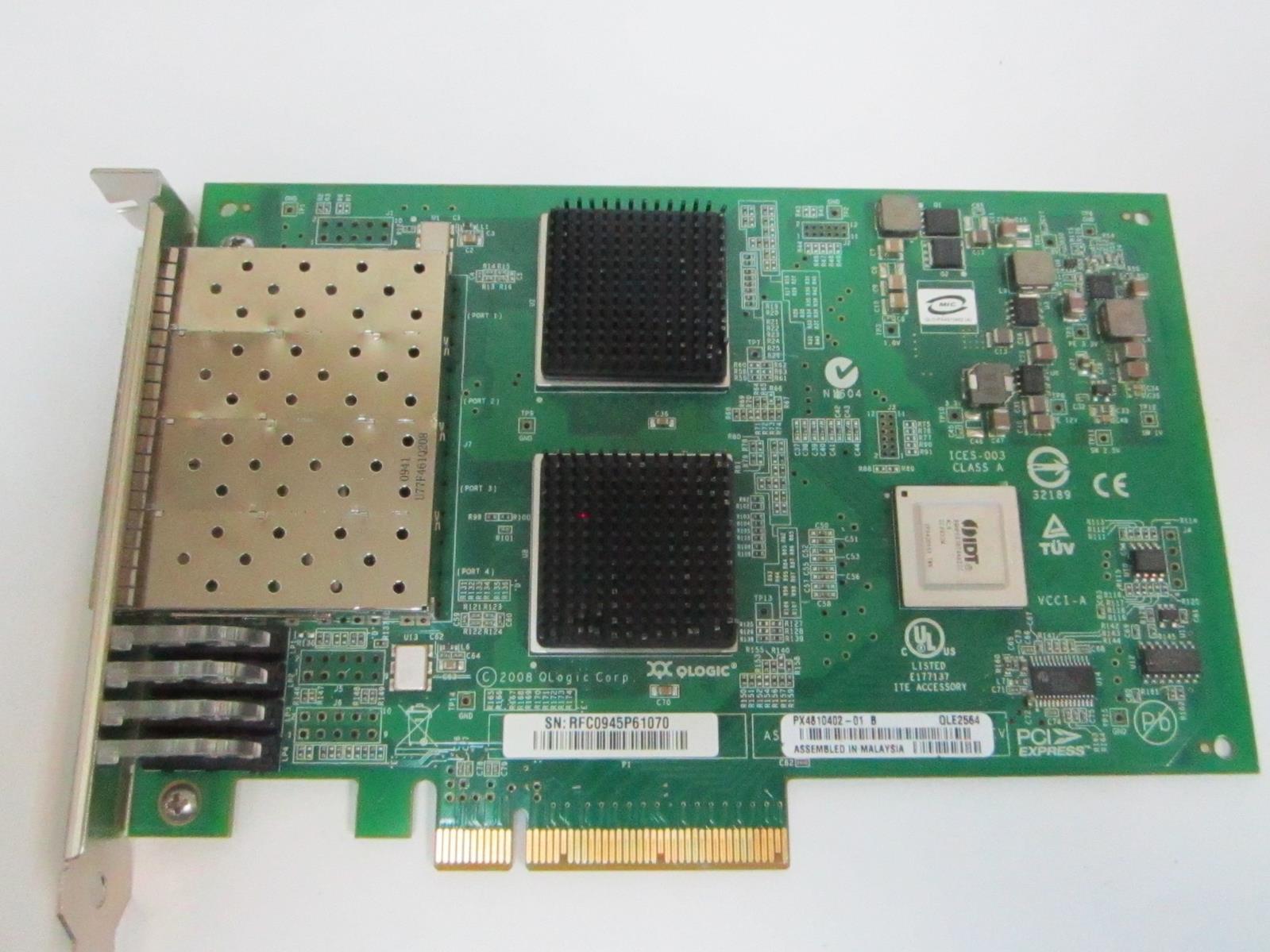 Qlogic QLE2564 Quad Port PCI-E 8Gb Fibre Channel Adapter w/ 8Gb SFP's ...