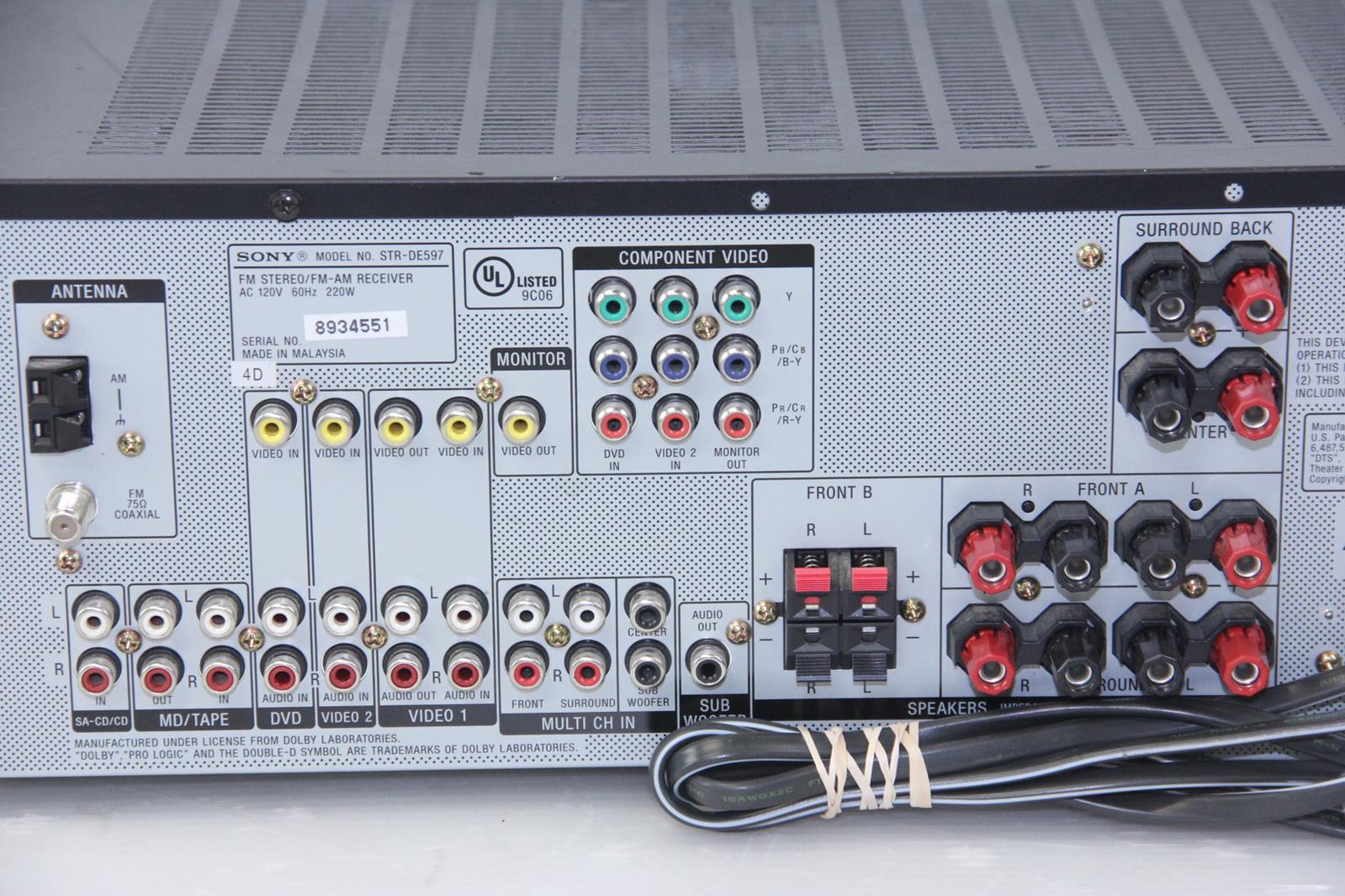 SONY STRDE597 6Channel Home Theater Receiver Amplifier No Remote eBay